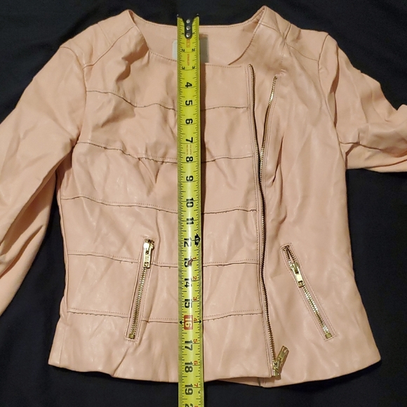 Guess Blush Faux Leather Jacket with Gold Zippers - Picture 8 of 9